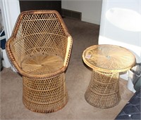Wicker Chair and End Table