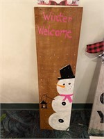 Snowman Winter Welcome Sign