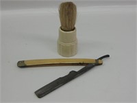 Antique Straight Razor & Shaving Brush