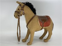 Vintage straw stuffed toy horse in fair condition