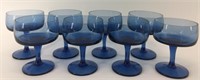 8 Piece blue glass drinking cup set           (I 9