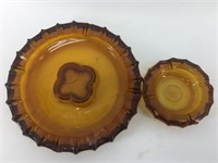 Lot of 2 amber glass cigar ashtrays           (I 9