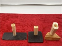 Lot of 3 ivory and baleen pen holders, tallest is