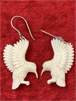 Pair of bone earrings on sterling silver hooks
