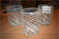 {each} Clear Glass Art Vase w/ White Swirl