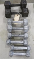 Lot - (4) Sets of Dumbbells (3lb, 5lb, 8lb, 20lb)