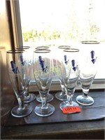 7 Stemmed Steam Whistle Beer Glasses