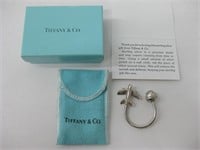 Tiffany Sterling Silver Plane & Globe Key Ring