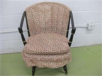 Vintage Upholstered Wood Swiveling Chair