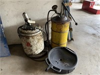 Grease Tank w/Gun; Oil Barrel Pump & Drain Pan