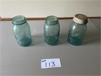 3 Blue Mason Jars ( #3, #5, #3-7)