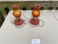 2 Colored Glass Lamps