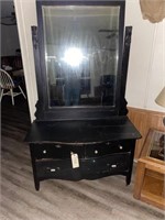 Antique Black Dresser w/ Mirror
