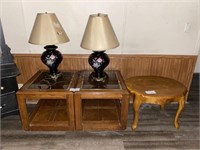 3 End Tables & 2 Lamps