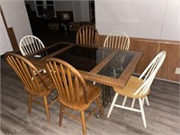Glass Top Kitchen Table w/ 6 Chairs