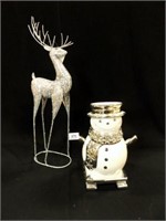 Snowman Candleholder, Deer Décor 24"