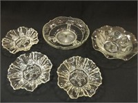 Glass Bowls (5) including Iris pattern