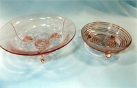 Glass Pink Footed Bowls (2)