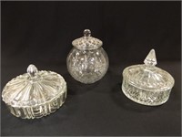 Glass Candy Bowls with Lids, (3)