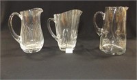 Glass Pitchers (3), likely Crystal