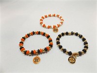 Rustic Cuff Orange/Black Beaded Bracelets (3)