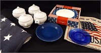 Red, White, Blue Dishes, Rug, Décor