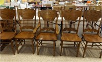 Wood Carved Chairs, Matching (5)