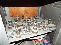 Storage cabinet 4 shelves w/hydraulic press tools