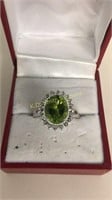 Designer Sterling Ring with 4 ct Peridot Stone