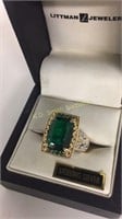 Designer 24k Gold over Sterling Ring 10 ct Emerald