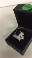 Designer Sterling Ring with 4 ct Blue Topaz Heavy