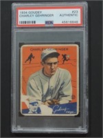 1934 GOUDEY CHARLEY GEHRINGER CARD PSA  AUTHENTIC