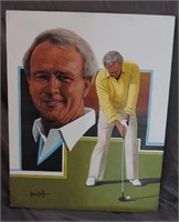 RARE ARNOLD PALMER LEON WOLF HAND PAINTED CANVAS