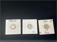 1964 United States dimes & Canadian 1950 10¢