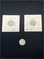 1961 & 1973 United States 10¢ & Canadian 1951
