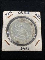 1965 Mexican un peso coin