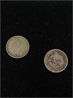 1887 & 1907 U.S. liberty 5¢ coins