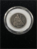 1887 U.S. one dime coin