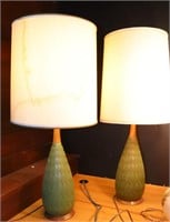 Pair of 1960s Green Lamps