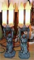 Pair of Art Deco Figural Torchiere Table Lamps