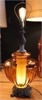 1970s Amber Glass Lamp
