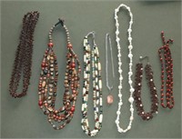 Group Of Tribal Seed & Shell Necklaces. Sterling
