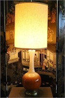 Orange & Brown Speckled Ceramic Lamp