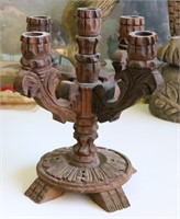 Carved Wooden Candle Holder