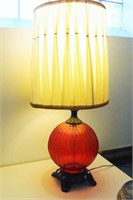 1970s Red Flash Glass Lamp