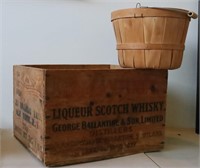 Vintage Ballantine's Scotch Whiskey Wood Crate