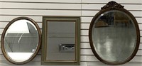 Lot of 3 mirrors, largest one 30” tall