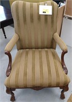 Elegant arm chair , upholstered & detailed wood