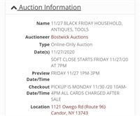 BOSTWICK AUCTIONS : AUCTION INFO