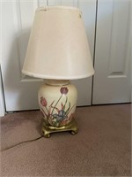 Porcelain Painted Lamp with Brass Base